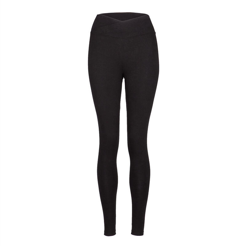 Yamadhi Basic Yoga Leggings Crossed Waist, Bio-Baumwolle, Schwarz