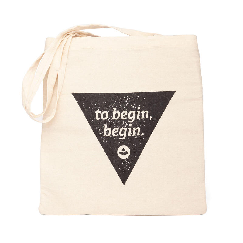 Bodhi Baumwoll-Tragetasche, natur, Design-Print "To begin, begin"