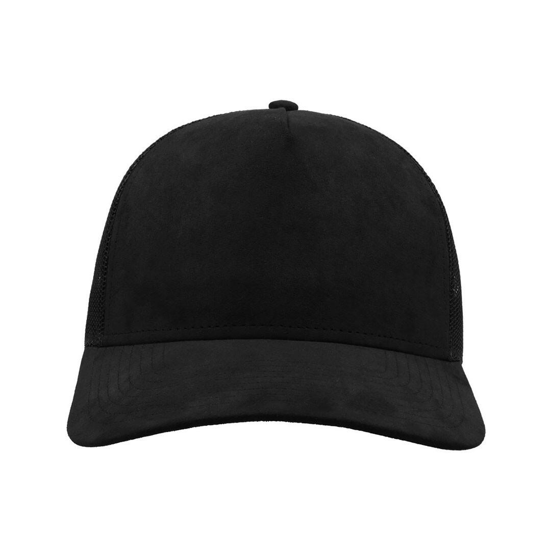 Rapper Faux Suede 5 Panel Trucker Cap (Black) 4/4