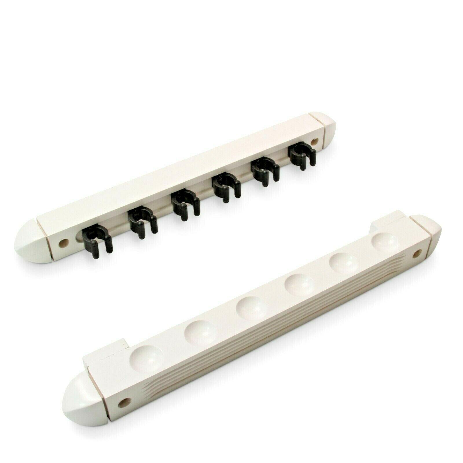 6 CUE SNOOKER/POOL WOODEN CUE RACK - WHITE 1/5