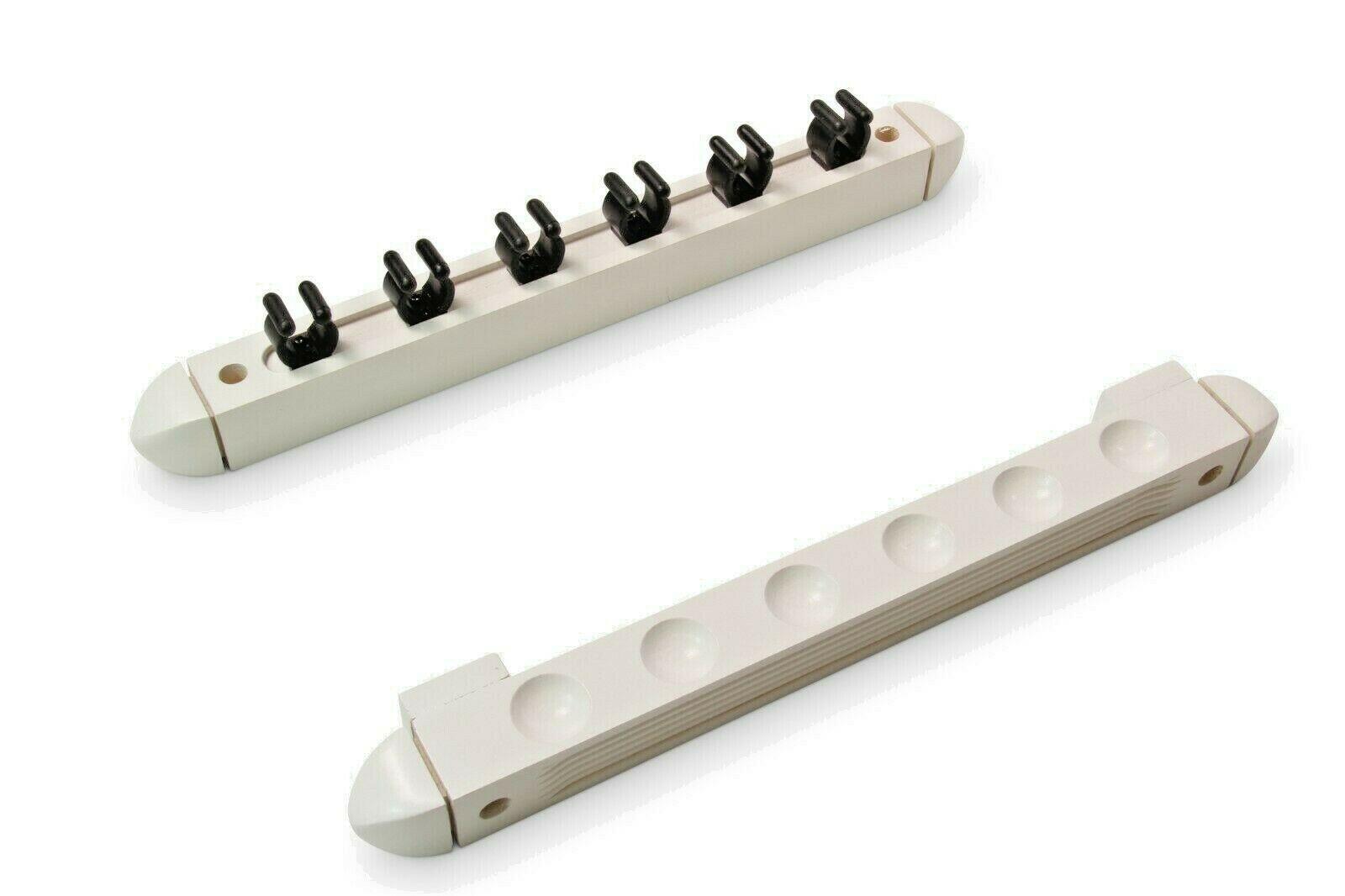 6 CUE SNOOKER/POOL WOODEN CUE RACK - WHITE 5/5
