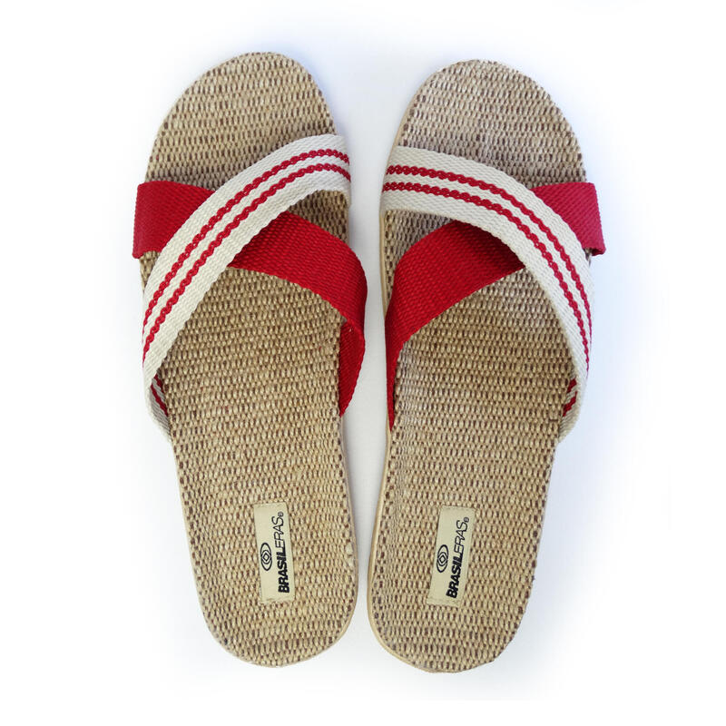 Sandales pour femmes Brasileras de couleur rouge avec semelle en caoutchouc