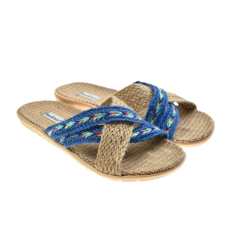 Sandales pour femmes Brasileras de couleur bleu avec semelle en caoutchouc