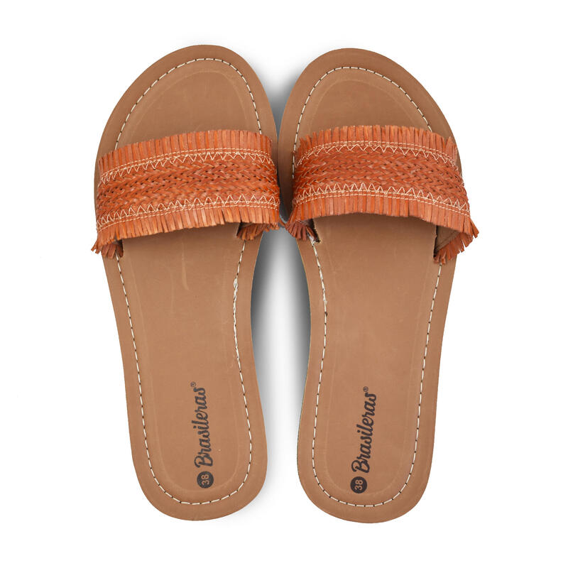 Sandales pour femmes Brasileras de couleur orange avec semelle en caoutchouc