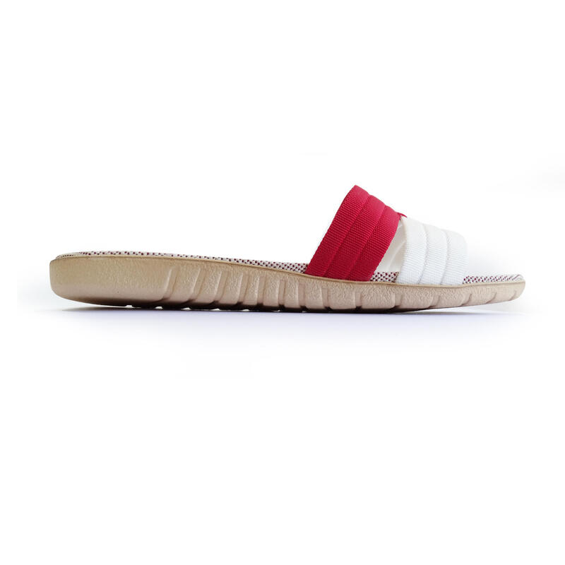 BRASILERAS Damen-Sandalen in Rot und Weiß mit Gummisohle