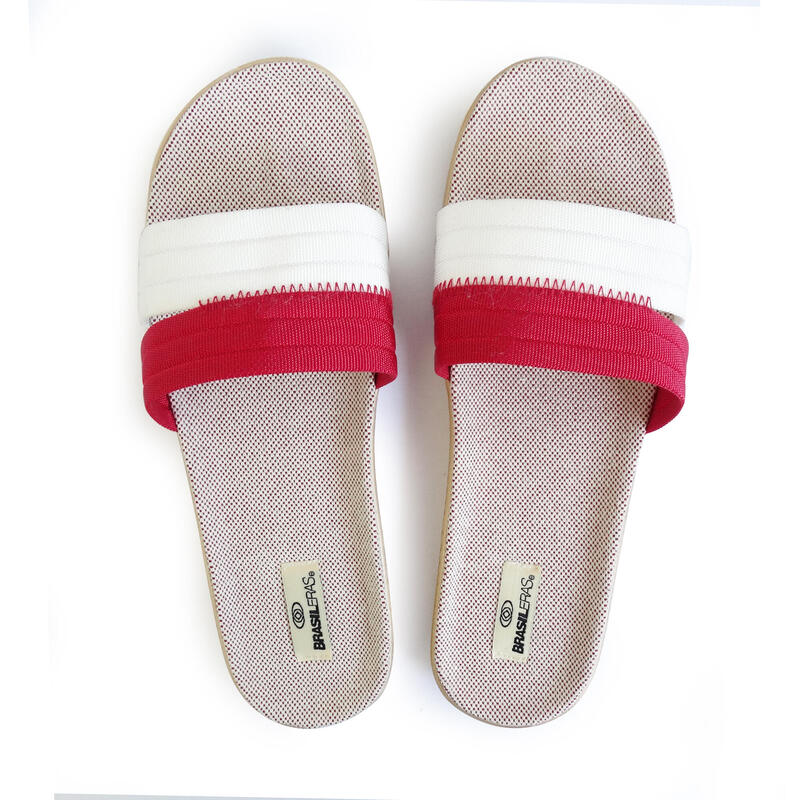 Sandales pour femmes Brasileras de couleur rouge et blanc semelle en caoutchouc