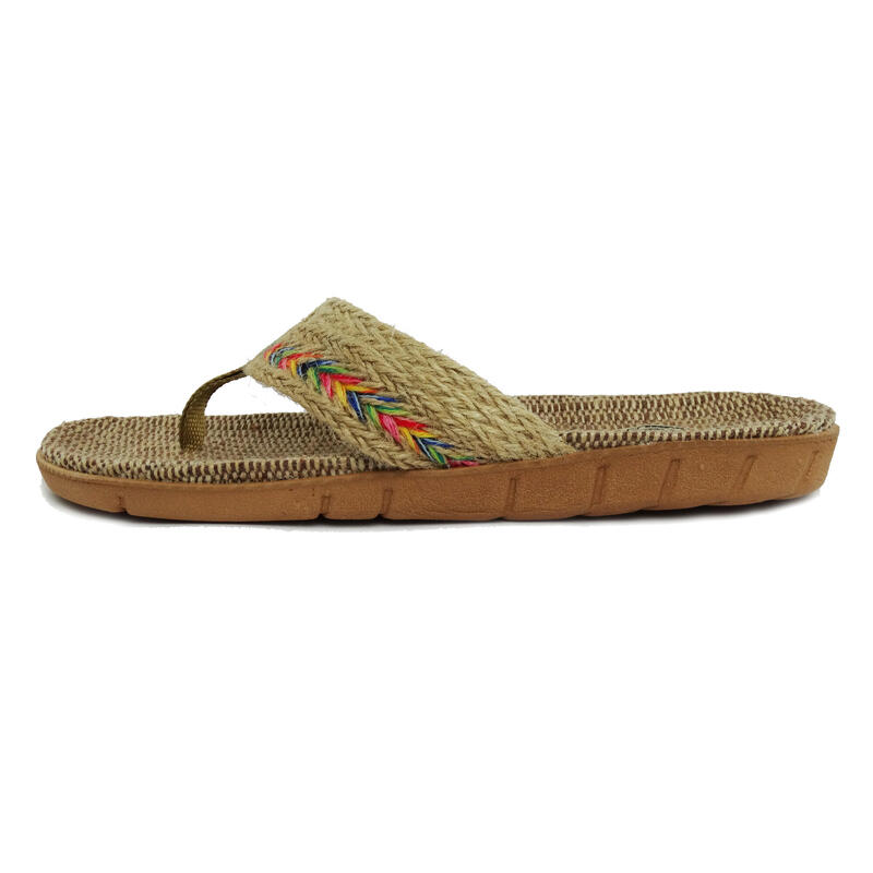 Sandales pour femmes Brasileras de couleur beige avec semelle en caoutchouc