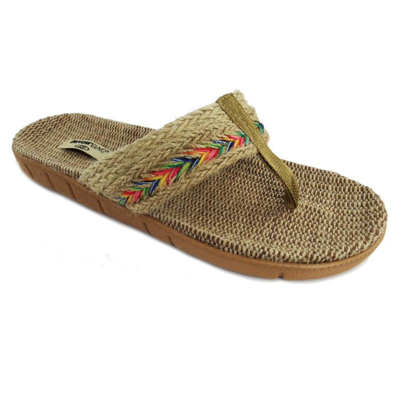 Sandalias De Mujer Brasileras Dedo Beige suela goma Antideslizante