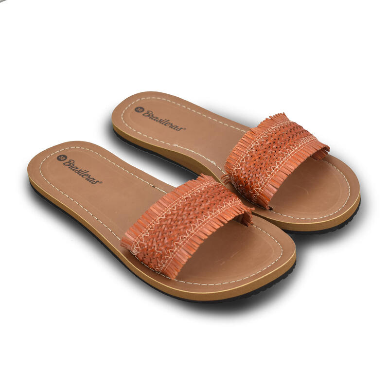 Sandales brésiliennes pour femmes en orange avec semelles en caoutchouc