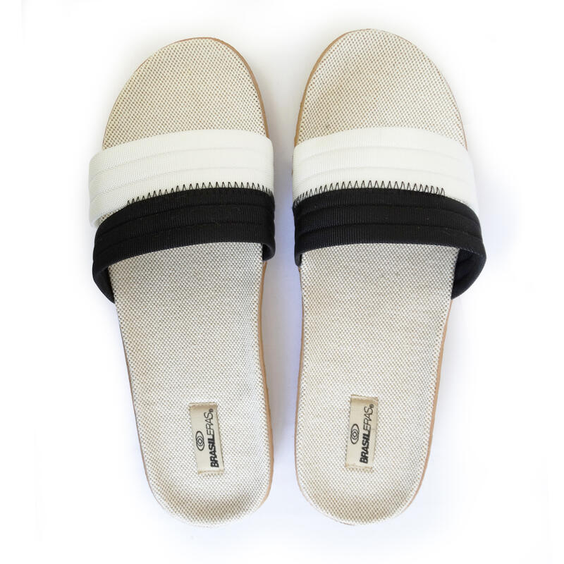 Sandales pour femmes Brasileras de couleur noir et blanc semelle en caoutchouc