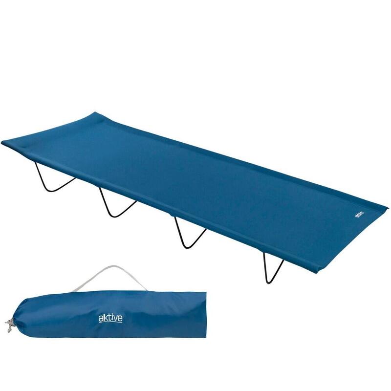 AKTIVE Lit de camping pliable, Léger et Confortable, 180x60x18 cm, 100 kg, Bleu