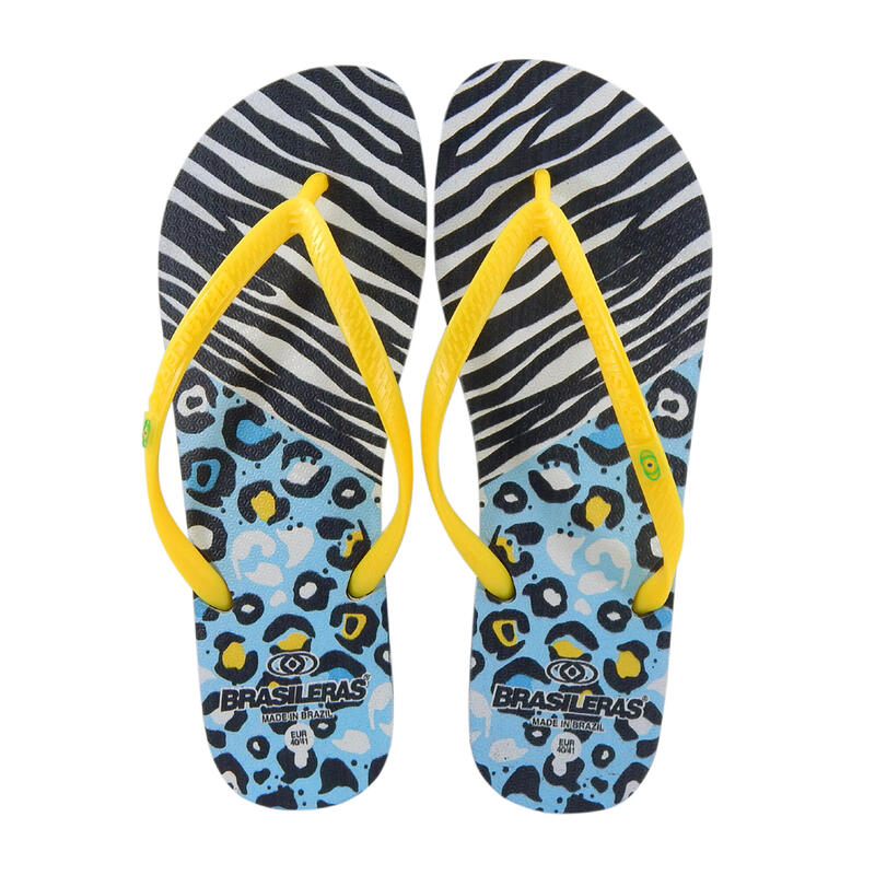 BRASILERAS Damen Strand Flip Flop in gelb mit Gummisohle