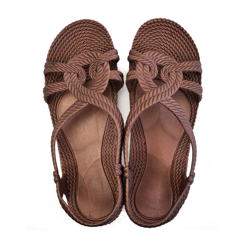 Unisex strandslippers in bruin met rubberen zolen