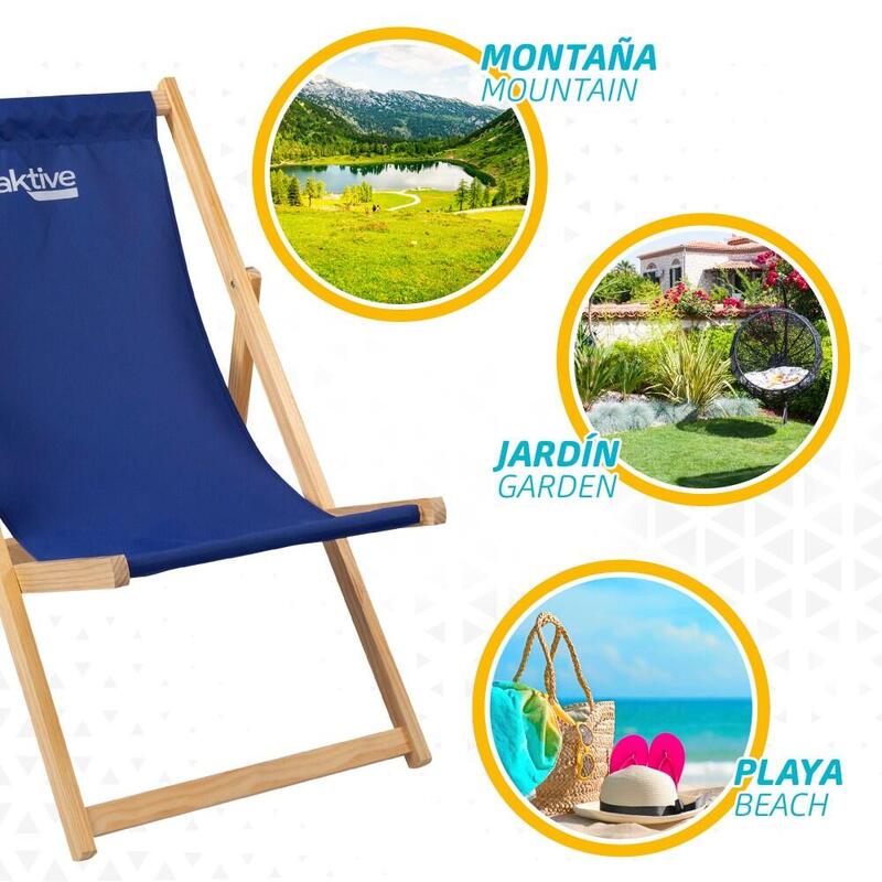 Cadeira de praia dobrável de madeira Aktive
