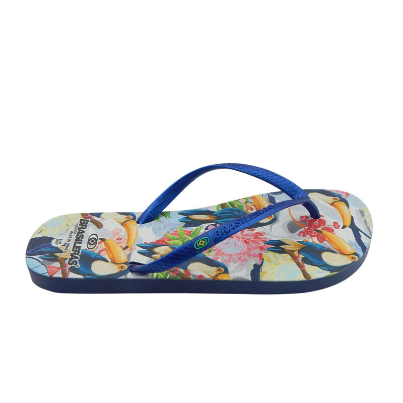 Strandslippers dames Brasileras blauwe rubberzolen