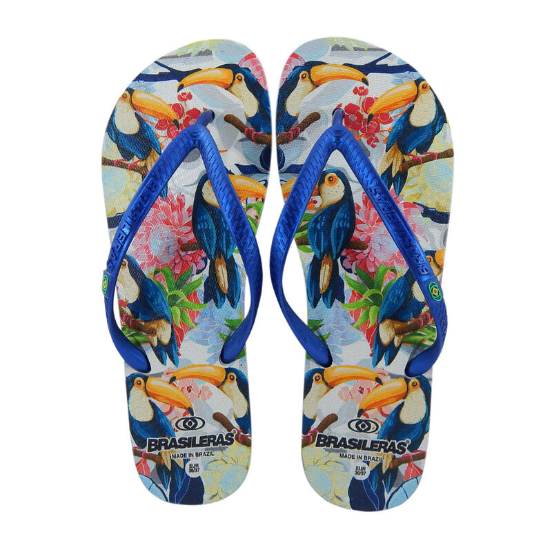 Strandslippers dames Brasileras blauwe rubberzolen