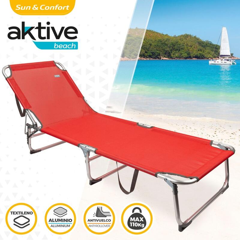Espreguiçadeira dobrável Aktive Beach com encosto reclinável