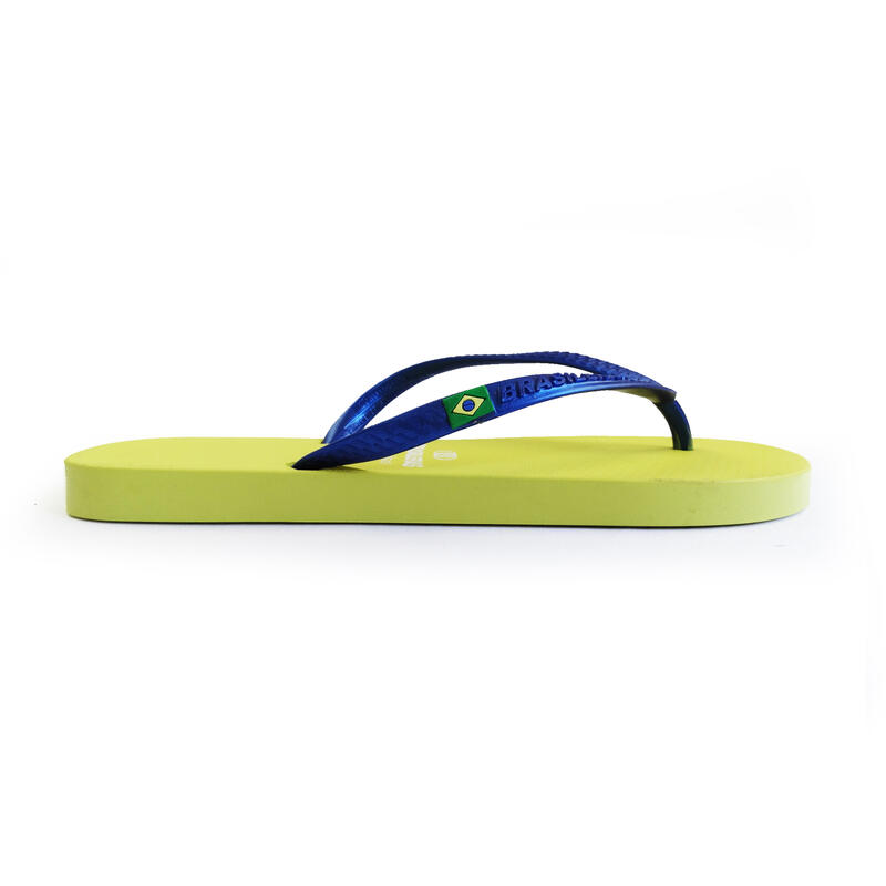 BRASILERAS Damen Flip-Flops für den Strand in gelb und blau mit Gummisohle