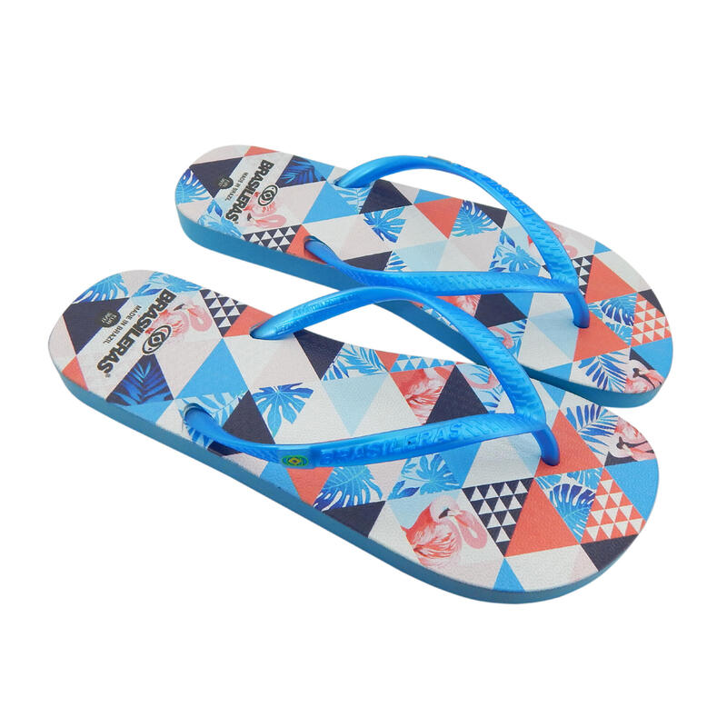 BRASILERAS Damen Strand Flip Flop in hellblau Gummisohle