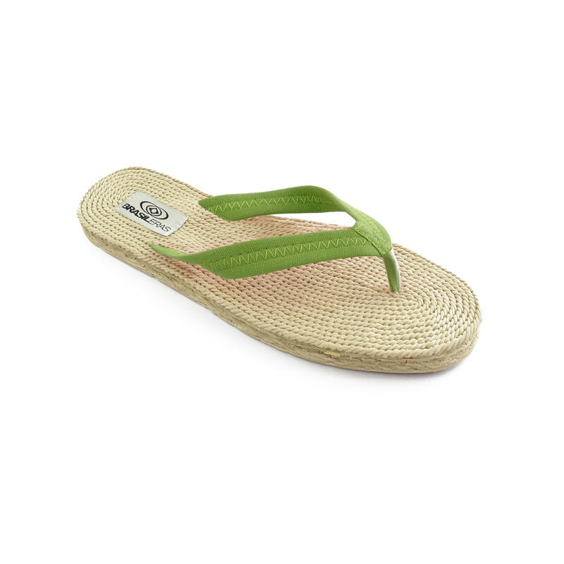 Strandslippers voor dames in groen met rubberen zolen