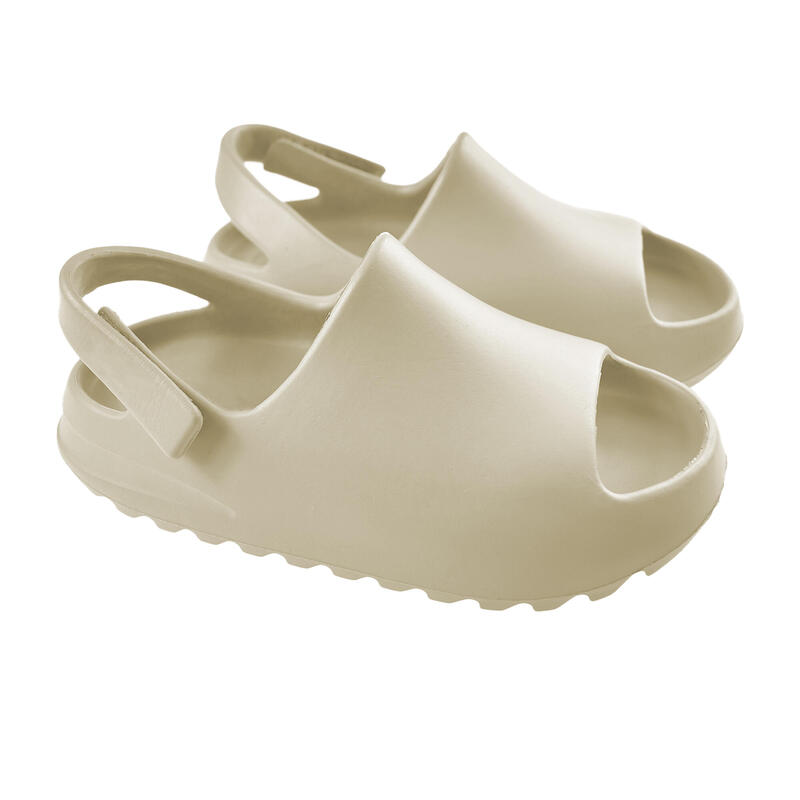 Nuvola teenslippers voor kinderen in beige met rubberen zool