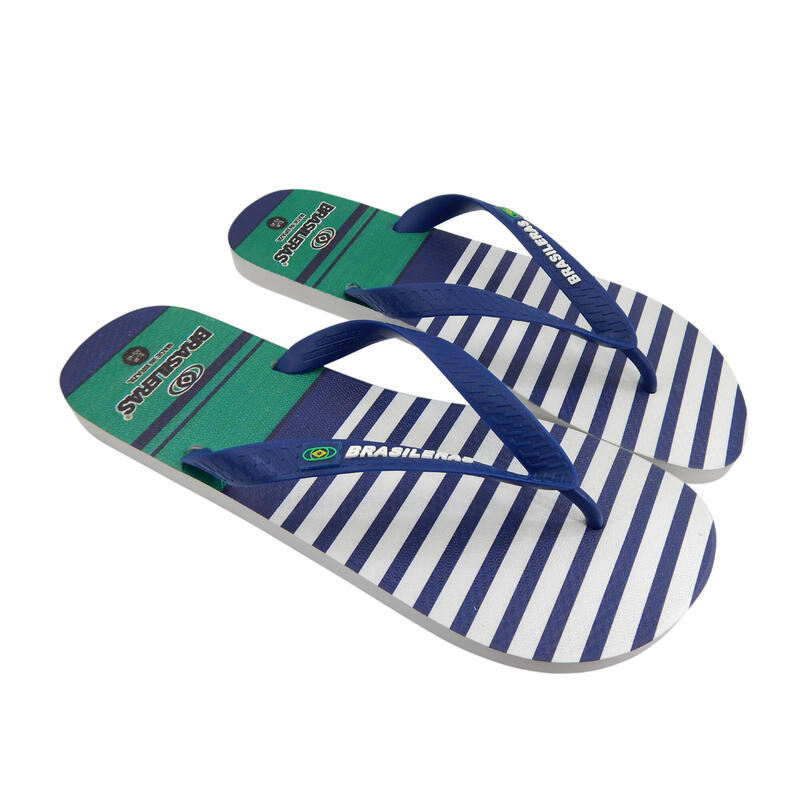 Herenstrandslippers Brasileras blauwe rubberen zolen