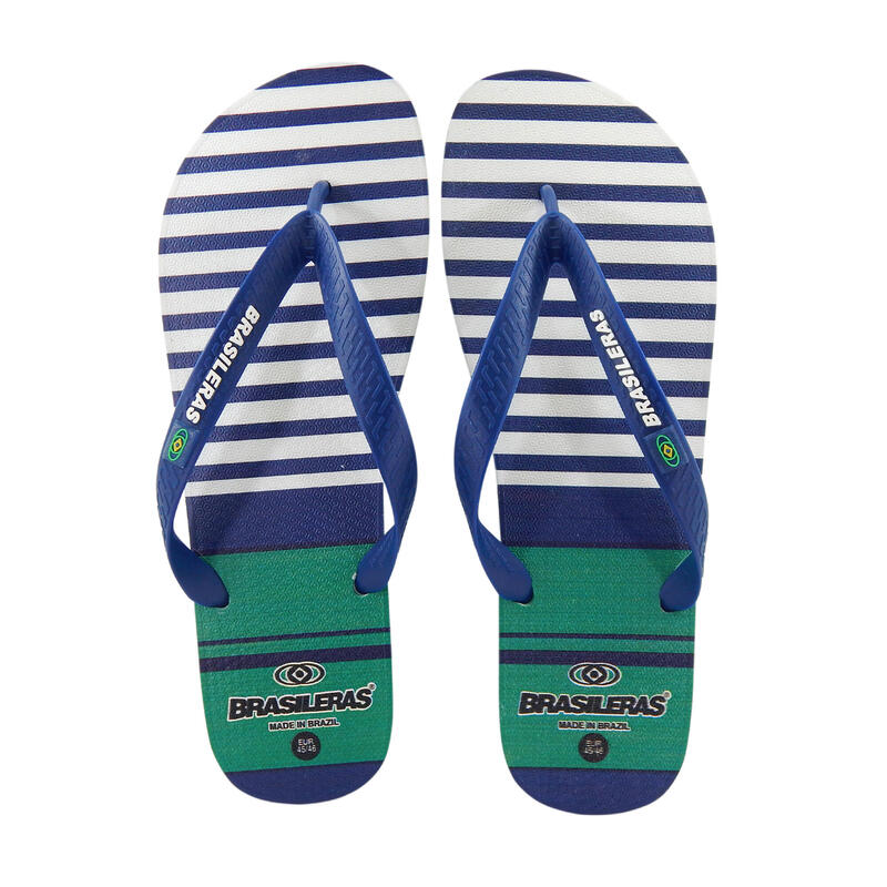 Herenstrandslippers Brasileras blauwe rubberen zolen