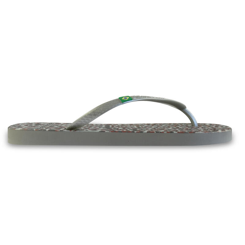 BRASILERAS Damen Flip Flops für den Strand in Silber mit Gummisohle