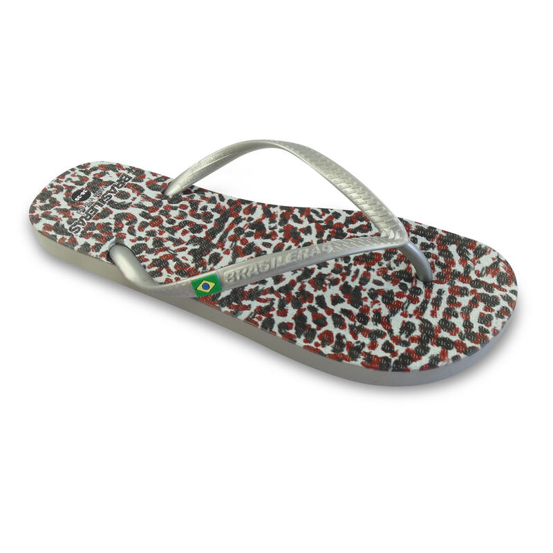 Strandslippers voor dames in zilver met rubberen zolen