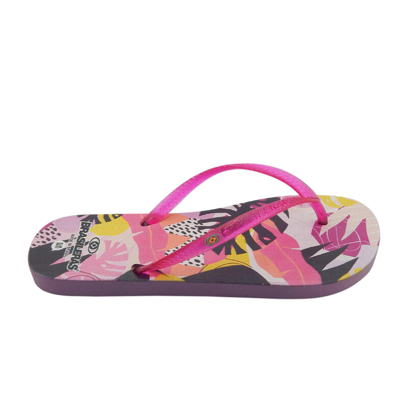 Strandslippers voor dames in fuchsia kleur met rubberen zolen