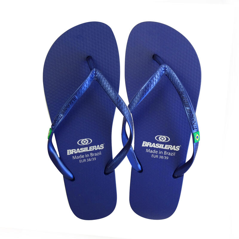 Strandslippers dames Brasileras blauwe rubberzolen