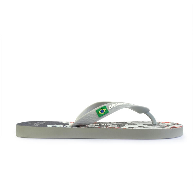 Tongs pour hommes Brasileras de couleur gris avec semelle en caoutchouc