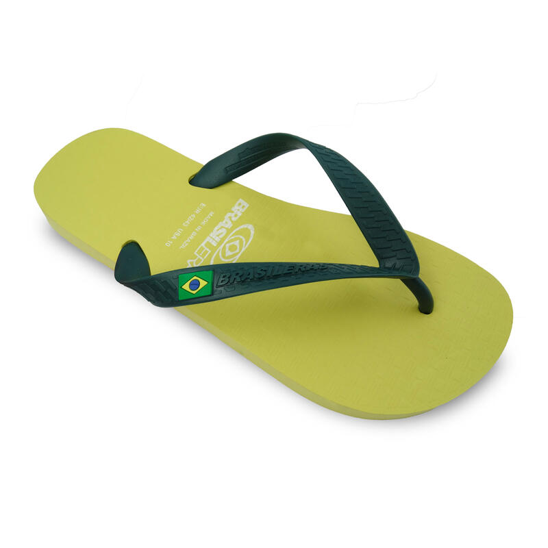 Unisex strandslippers geel en groen met antislipzolen