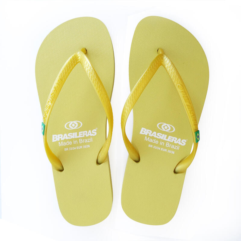 BRASILERAS Damen Flip Flops für den Strand in gelb mit Gummisohle