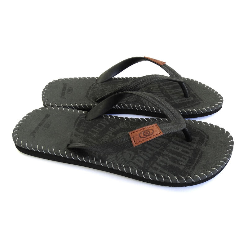 Herren-Strand-Flip-Flops BRASILERAS in schwarz mit Gummisohle