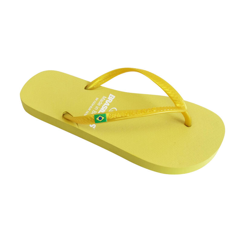 BRASILERAS Damen Flip Flops für den Strand in gelb mit Gummisohle
