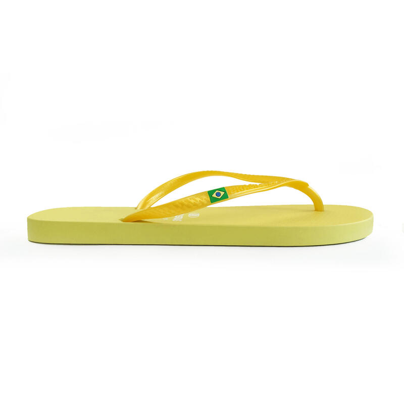 BRASILERAS Damen Flip Flops für den Strand in gelb mit Gummisohle