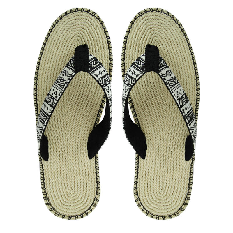 Strandslippers voor dames in zwart met rubberen zolen