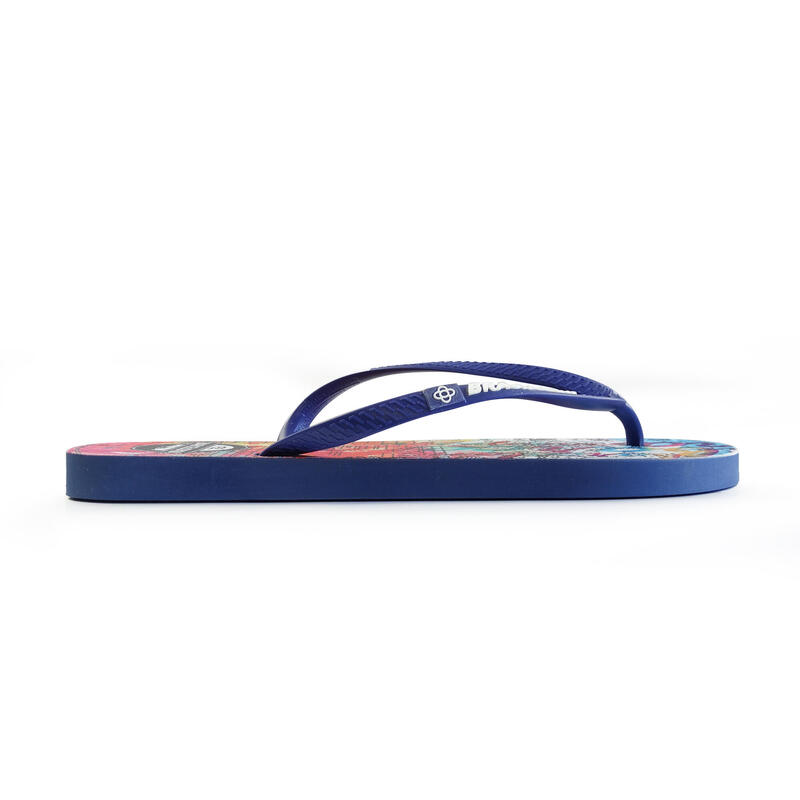 Blauwe strandslippers voor dames met rubberen zolen