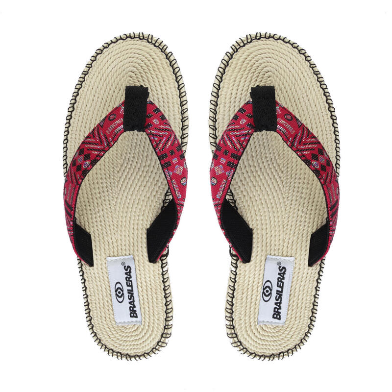 Brasileras teenslippers voor dames in rood met rubberen zolen