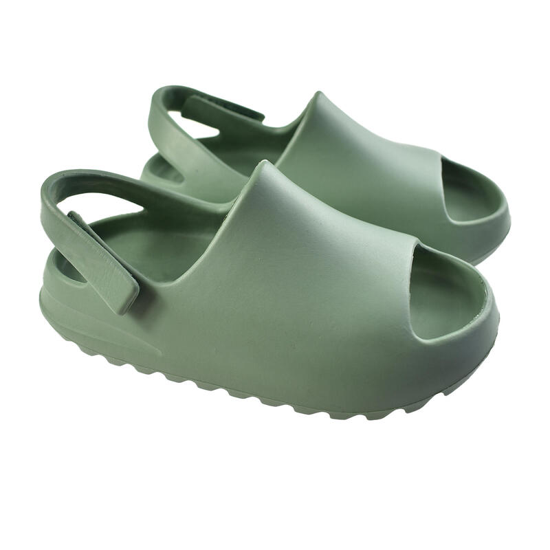 Nuvola teenslippers voor kinderen in groen met rubberen zool