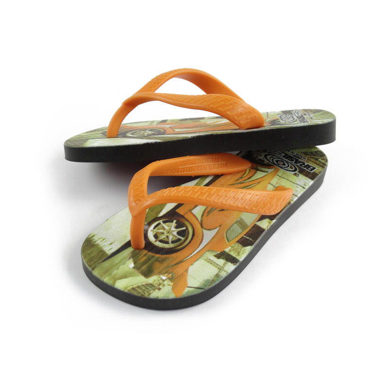 Kinder-Strand-Flip-Flops BRASILERAS in Orange mit Gummisohle