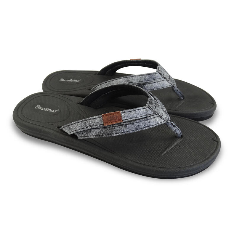 BRASILERAS Damen Flip Flops für den Strand in schwarz mit Gummisohle