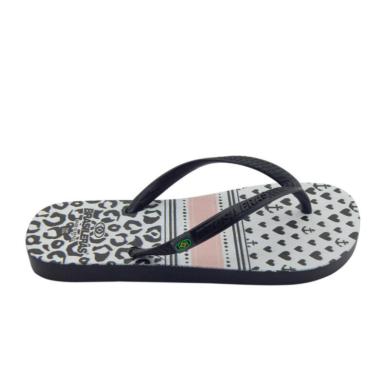 Kinder-Strand-Flip-Flops BRASILERAS in schwarz mit Gummisohle