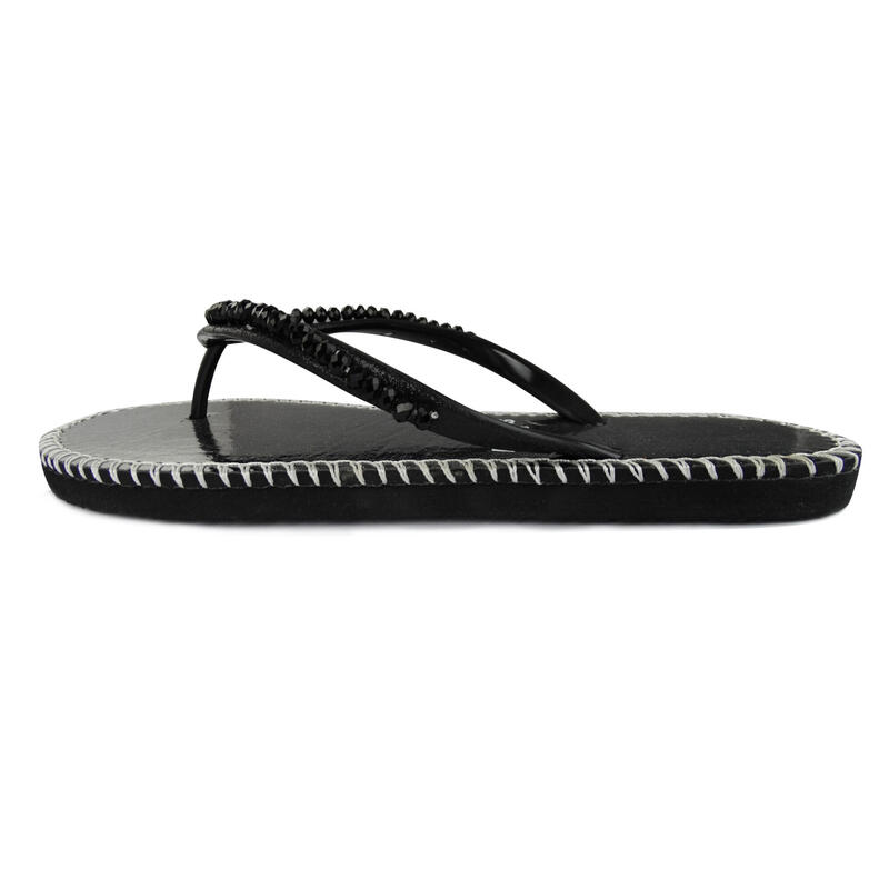 BRASILERAS Damen Flip Flops für den Strand in schwarz mit Gummisohle