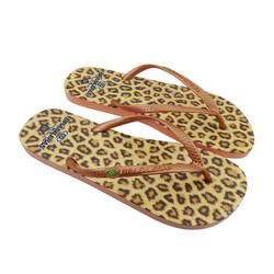 Strandslippers voor dames in bruin met rubberen zolen