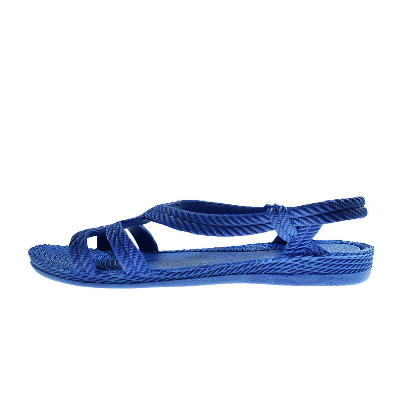 Unisex strandslippers in blauw met rubberen zolen