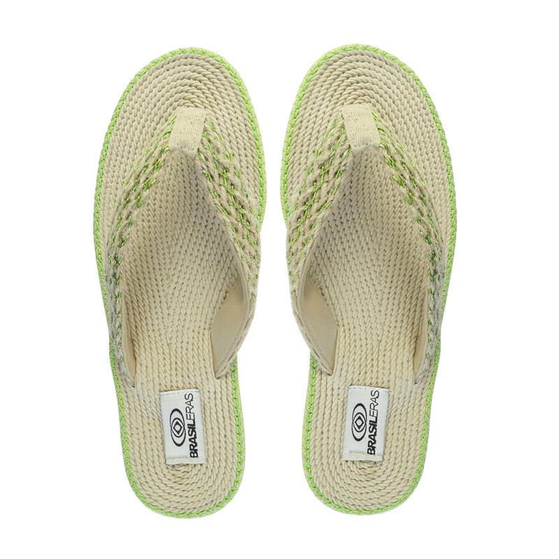 Strandslippers voor dames in groen met rubberen zolen