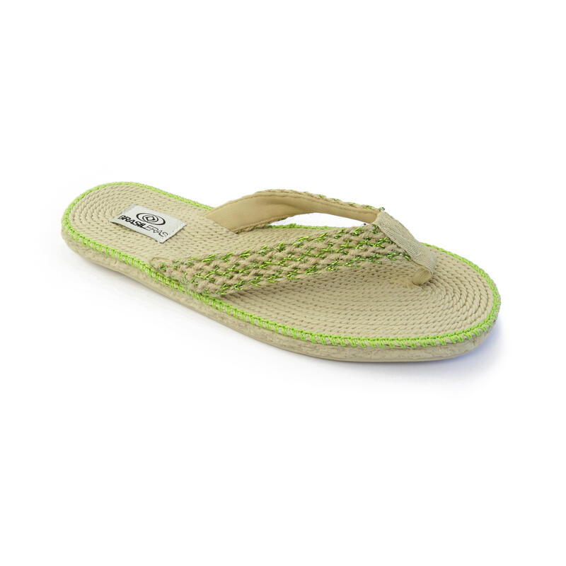 Strandslippers voor dames in groen met rubberen zolen