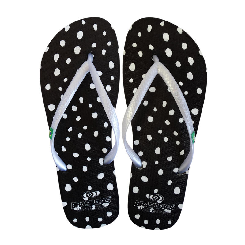 BRASILERAS Damen Flip Flops für den Strand in schwarz mit Gummisohle